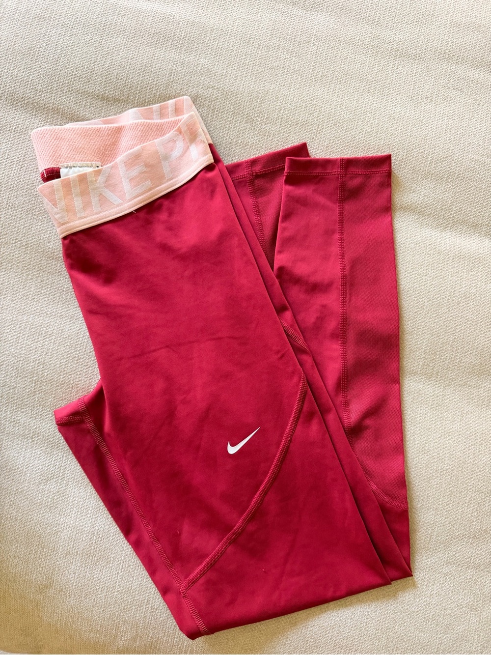 Nike Dark Pink Leggings with Pale Pink Waistband